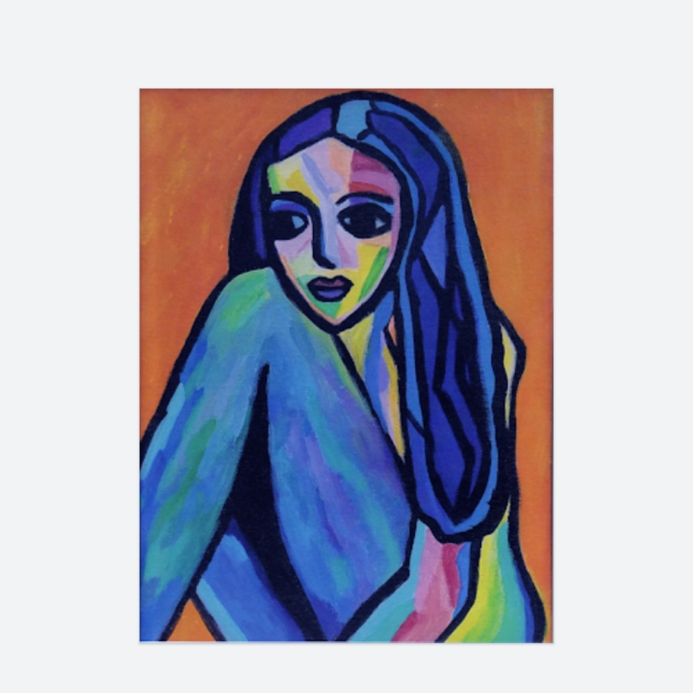 Art Print Portrait Woman Colorful Original 8 x 10